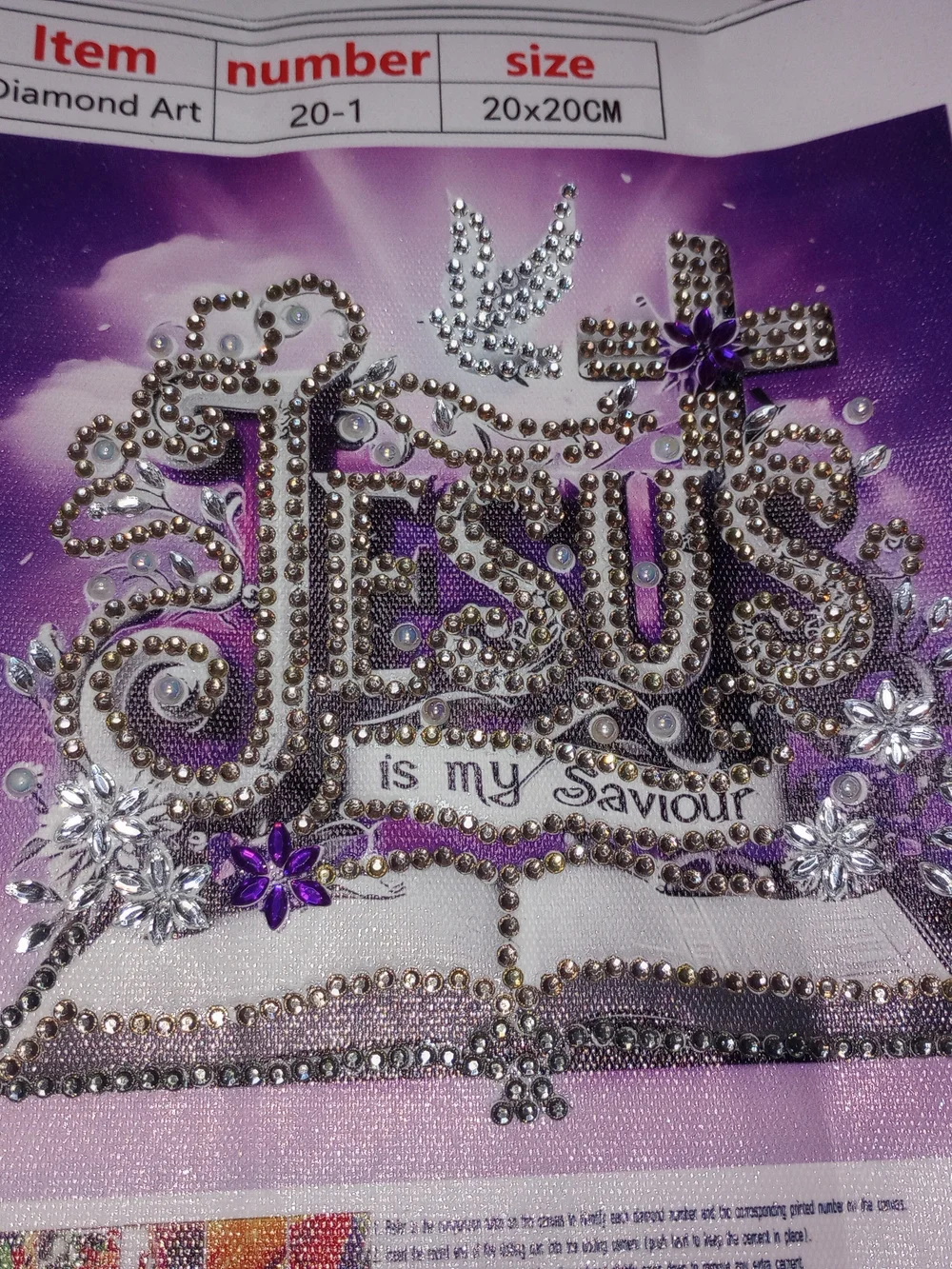 Inspirational Jeweled Art. No Frame Handmade